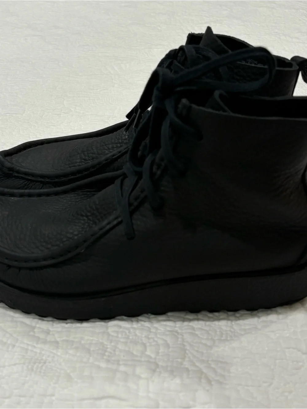 At.Kolektive Black Joke Lace Desert Boot Size 42 Pebble Grain Leather Square Toe